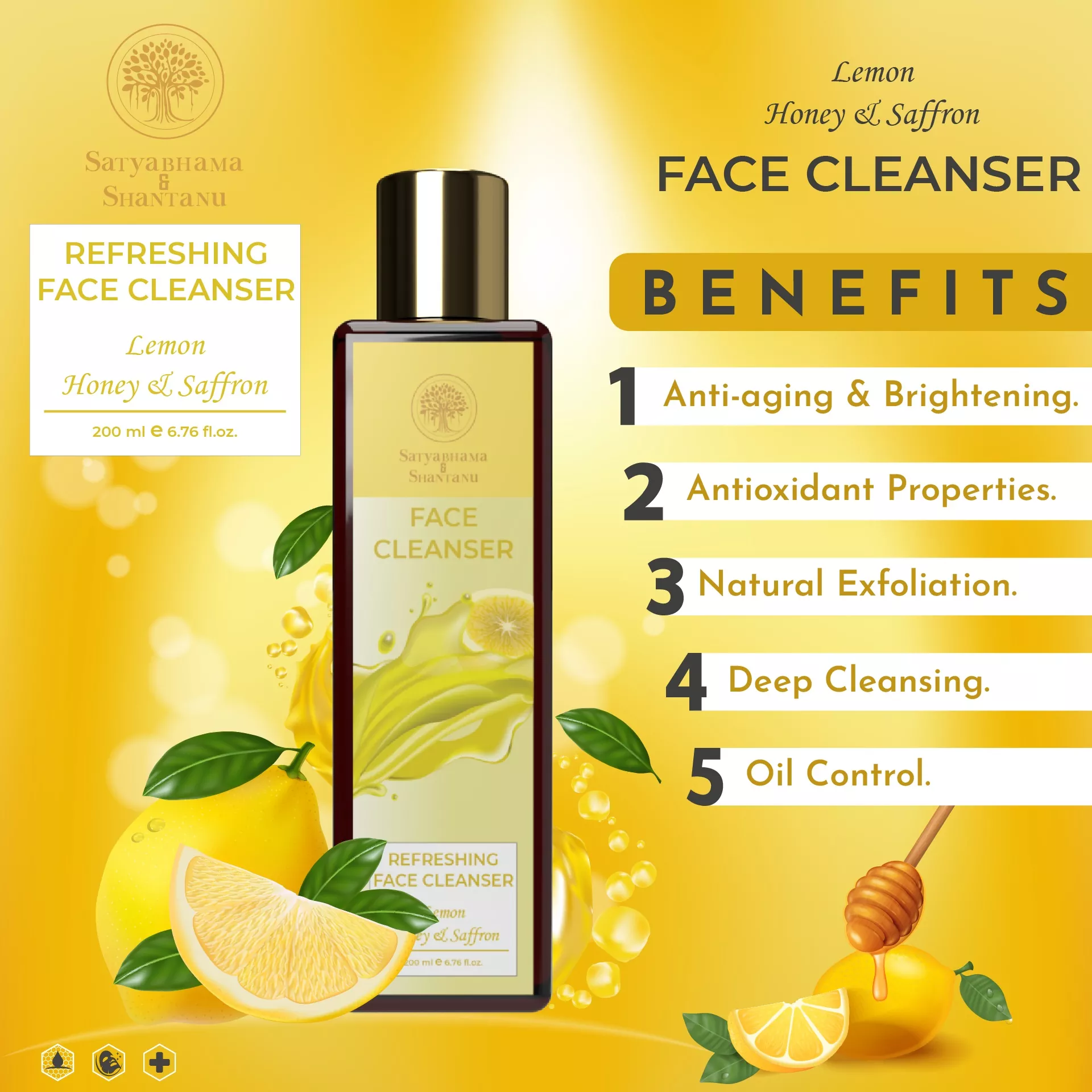 Lemon Honey & Saffron Face Cleanser (200ml)